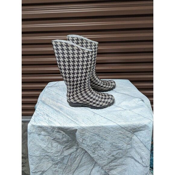 Columbia Women's Size 8 black and white houndstooth tall rain cold weather boots - Picture 3 of 6